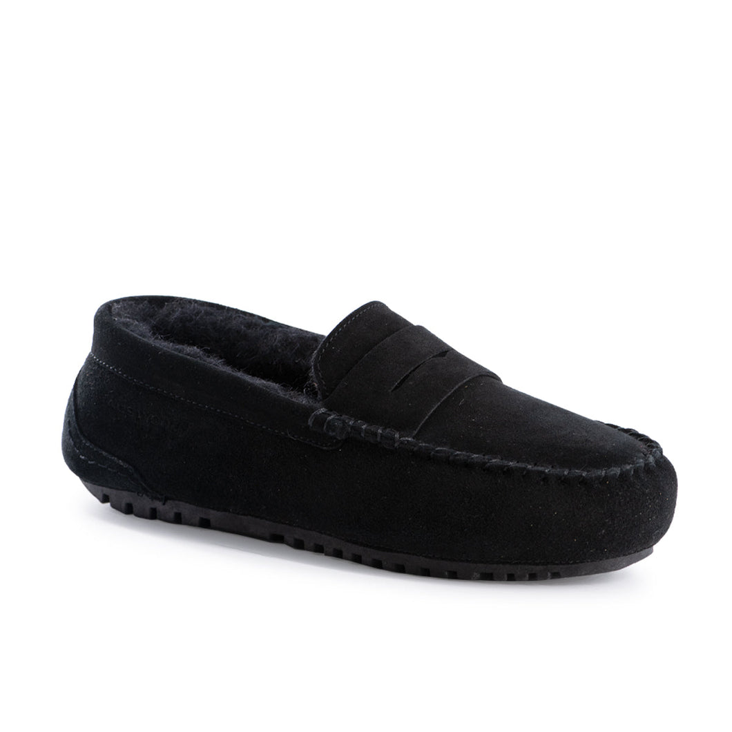 AUS WOOLI AUSTRALIA WOMENS BYRONBAY COSY MOCCASIN - BLACK