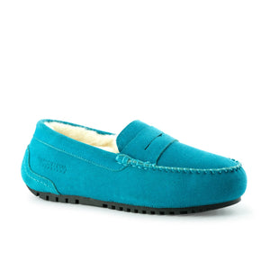 AUS WOOLI AUSTRALIA WOMENS BYRONBAY COSY MOCCASIN - BLUE