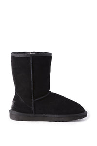 AUS WOOLI UGG MID CALF ZIP-UP SHEEPSKIN BOOT - Black