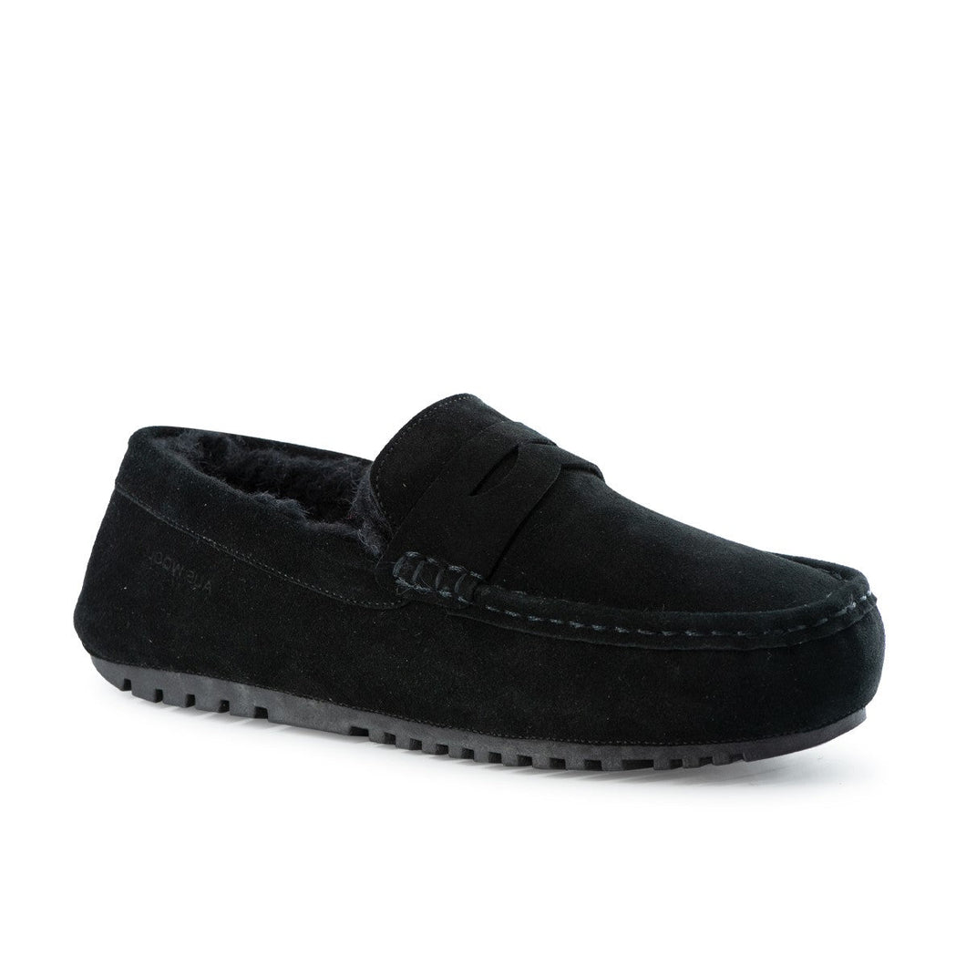 AUS WOOLI AUSTRALIA MENS TERRIGAL COSY MOCCASIN - BLACK