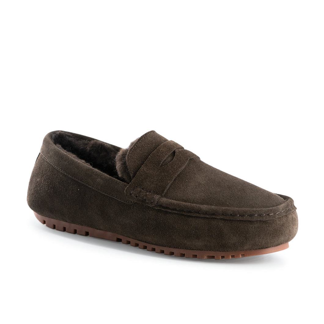 AUS WOOLI AUSTRALIA MENS TERRIGAL COSY MOCCASIN - CHOCOLATE