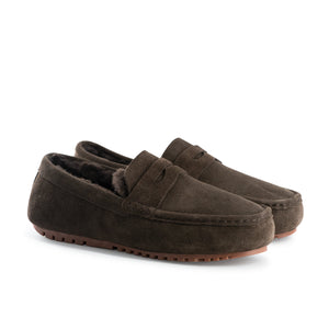 AUS WOOLI AUSTRALIA MENS TERRIGAL COSY MOCCASIN - CHOCOLATE